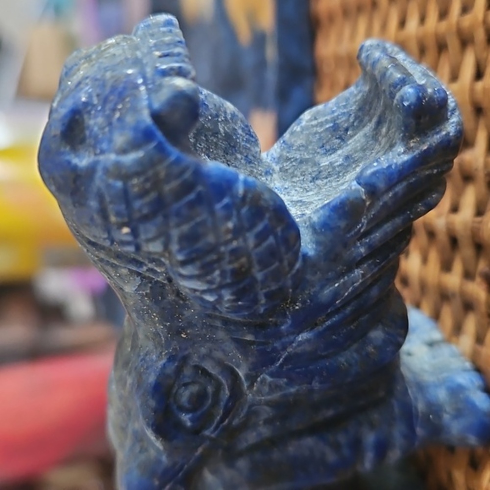 Crystal Hippo Large Open Mouth BRIGHT BLUES ROARING